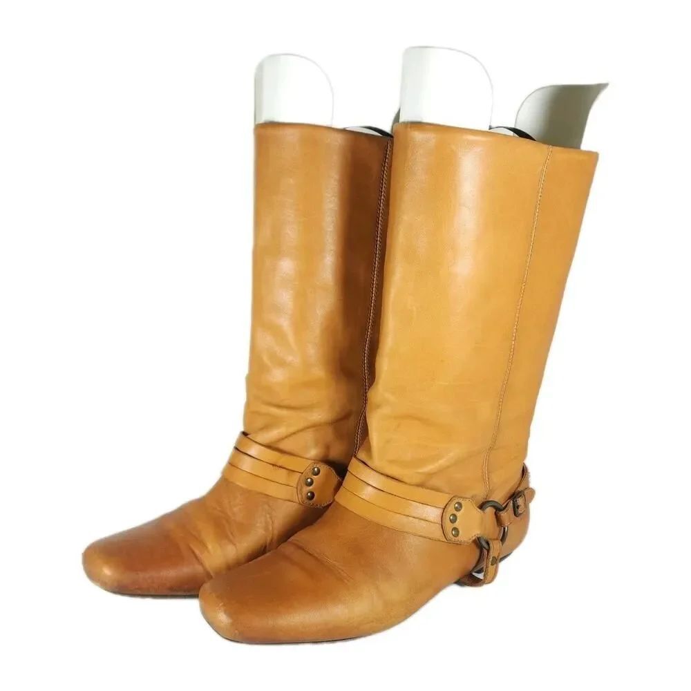 Frye Women's Vintage US7,5M Soft Leather Tan Brown Pull On Harness Western Boots